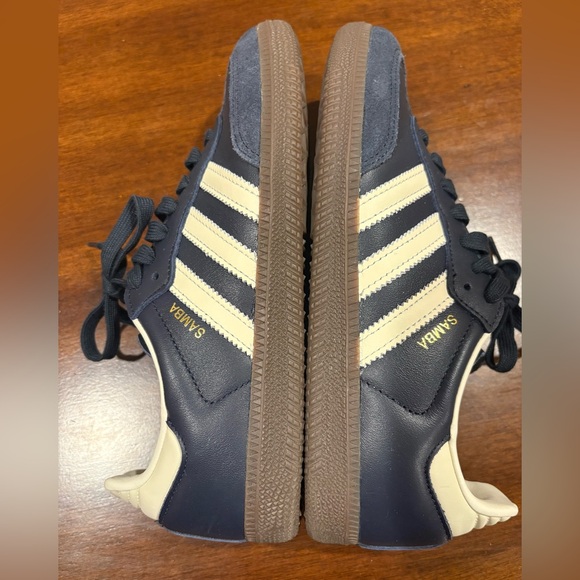 ADIDAS Samba OG Night Navy and Cream Suede Leather Low Profile Trainer Sneakers - Picture 6 of 9